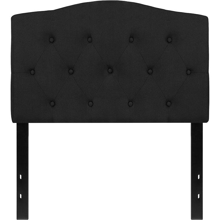 Tufted Upholstered Twin Size Headboard in Black Fabric. Picture 2