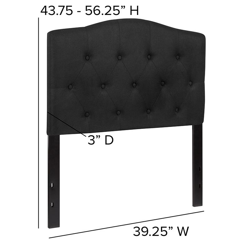 Tufted Upholstered Twin Size Headboard in Black Fabric. Picture 4