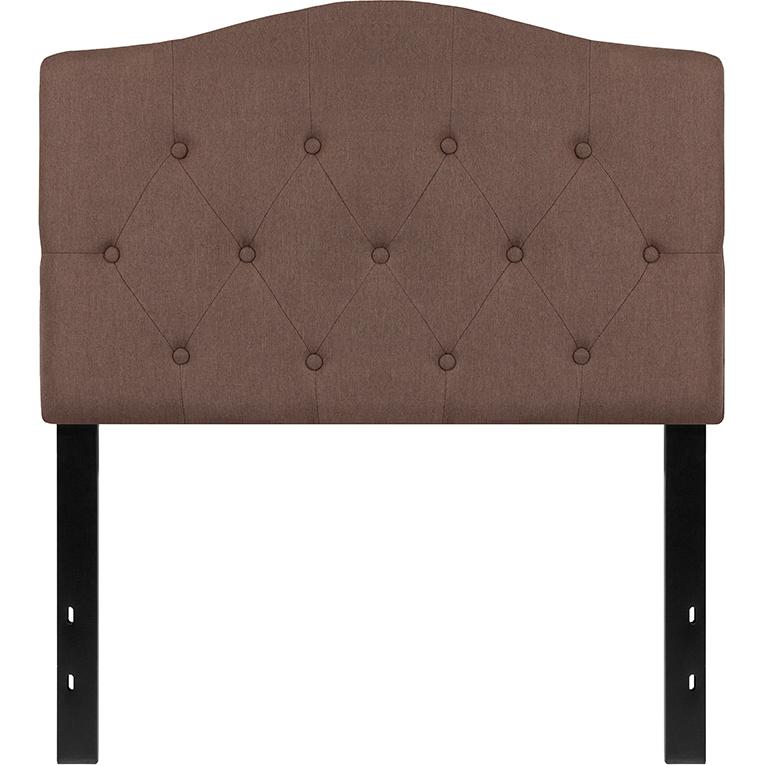 Tufted Upholstered Twin Size Headboard in Camel Fabric. Picture 2