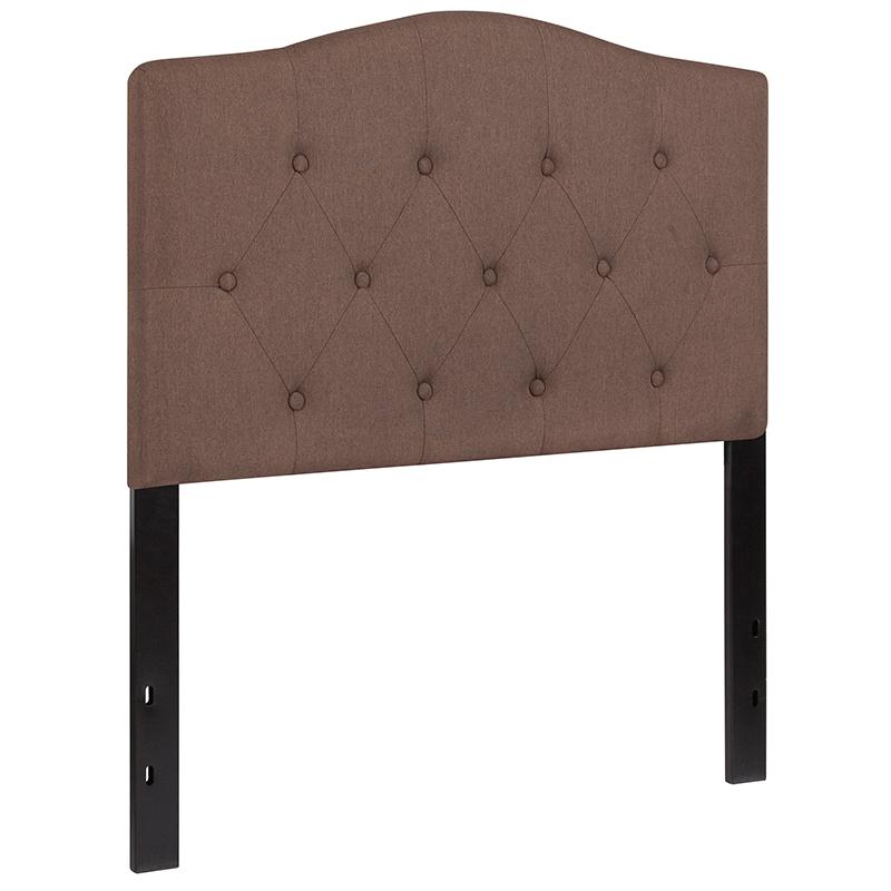 Tufted Upholstered Twin Size Headboard in Camel Fabric. Picture 3