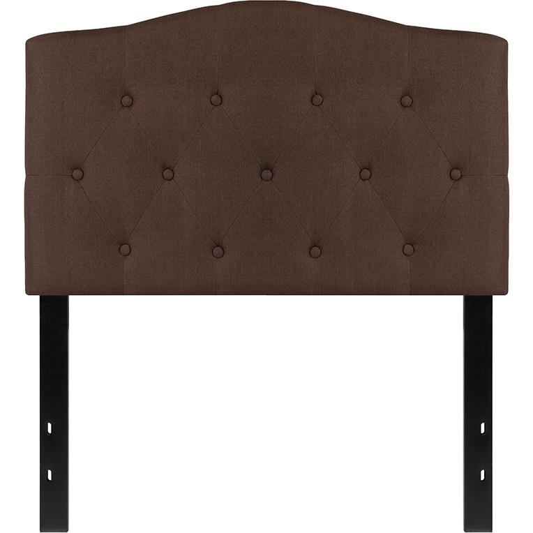 Cambridge Tufted Upholstered Twin Size Headboard in Dark Brown Fabric. Picture 2