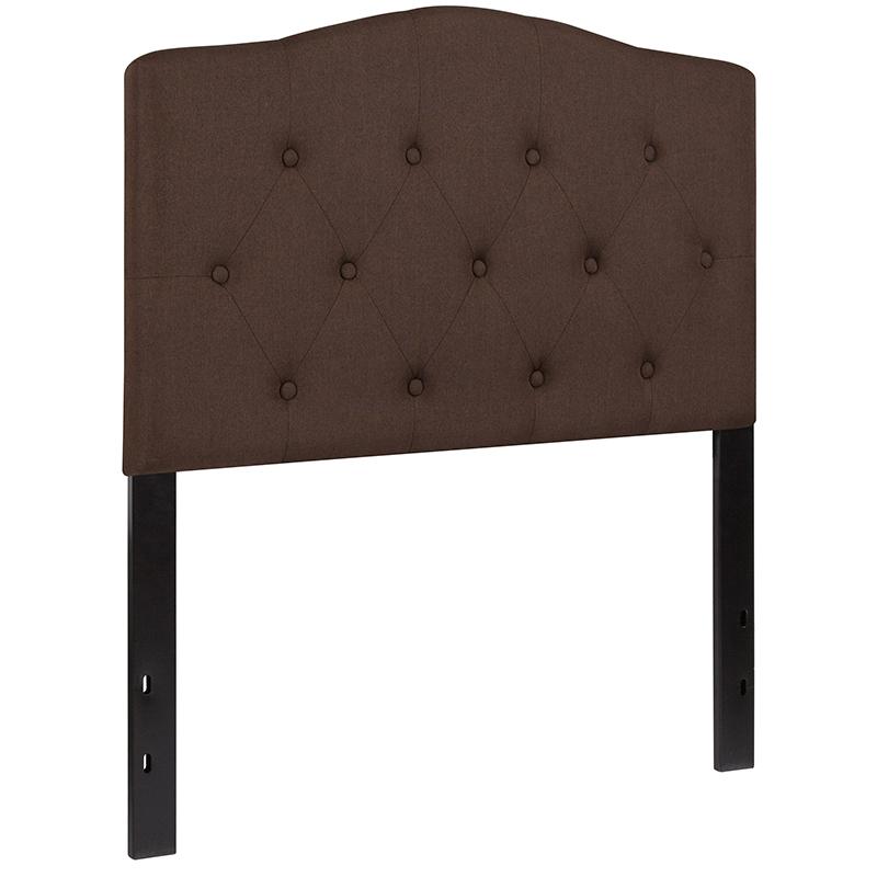Cambridge Tufted Upholstered Twin Size Headboard in Dark Brown Fabric. Picture 3