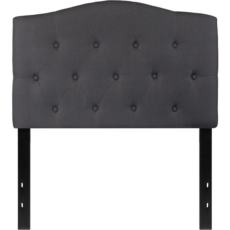 Tufted Upholstered Twin Size Headboard in Dark Gray Fabric. Picture 2