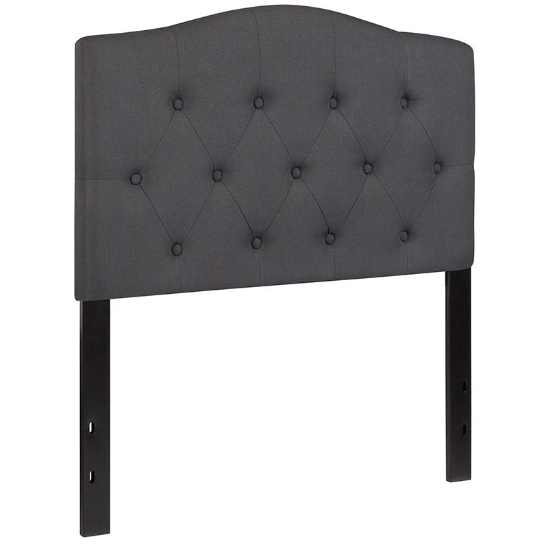 Tufted Upholstered Twin Size Headboard in Dark Gray Fabric. Picture 3