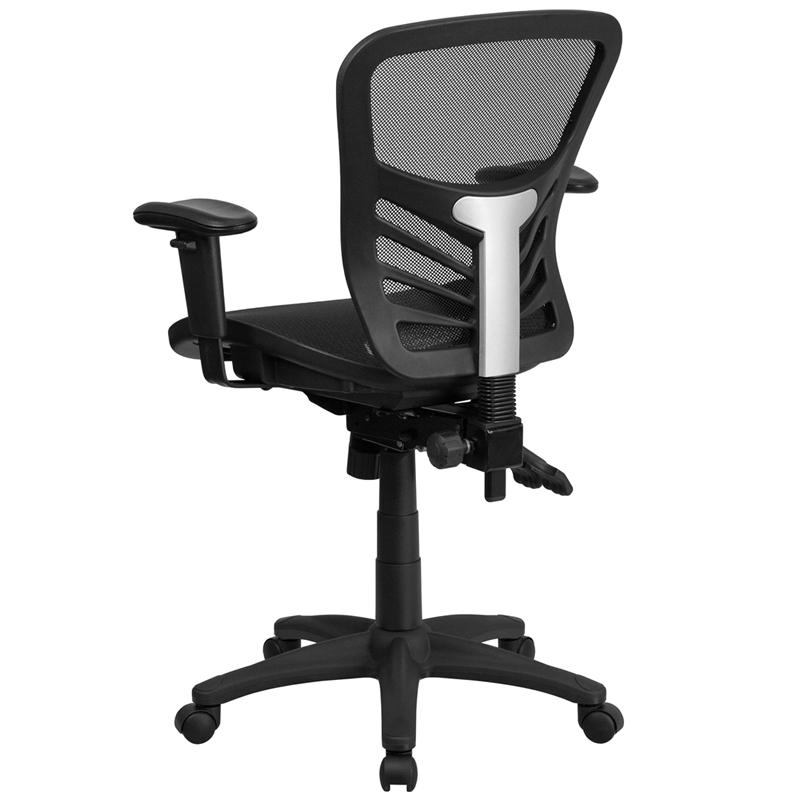Mid-Back Black Mesh Multifunction Executive Swivel Office Chair. Picture 3
