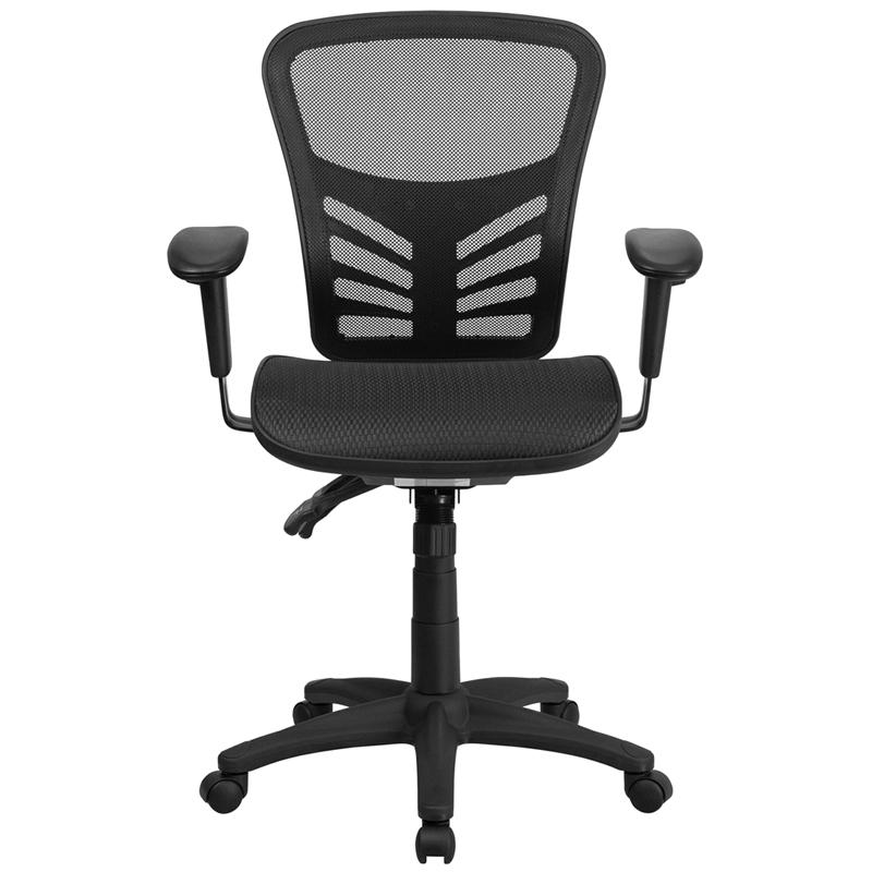 Mid-Back Black Mesh Multifunction Executive Swivel Office Chair. Picture 4