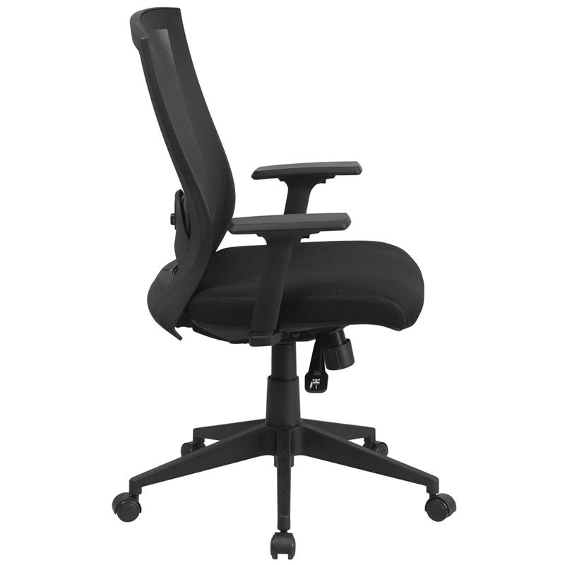 Mid-Back Black Mesh Executive Swivel Office Chair Angle Adjustment and Arms. Picture 2