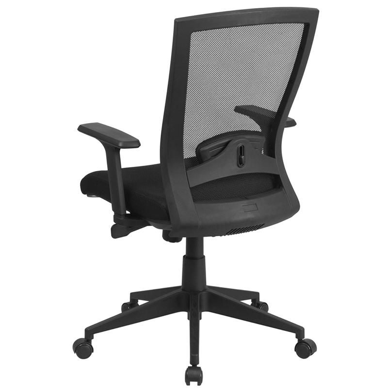 Mid-Back Black Mesh Executive Swivel Office Chair Angle Adjustment and Arms. Picture 3