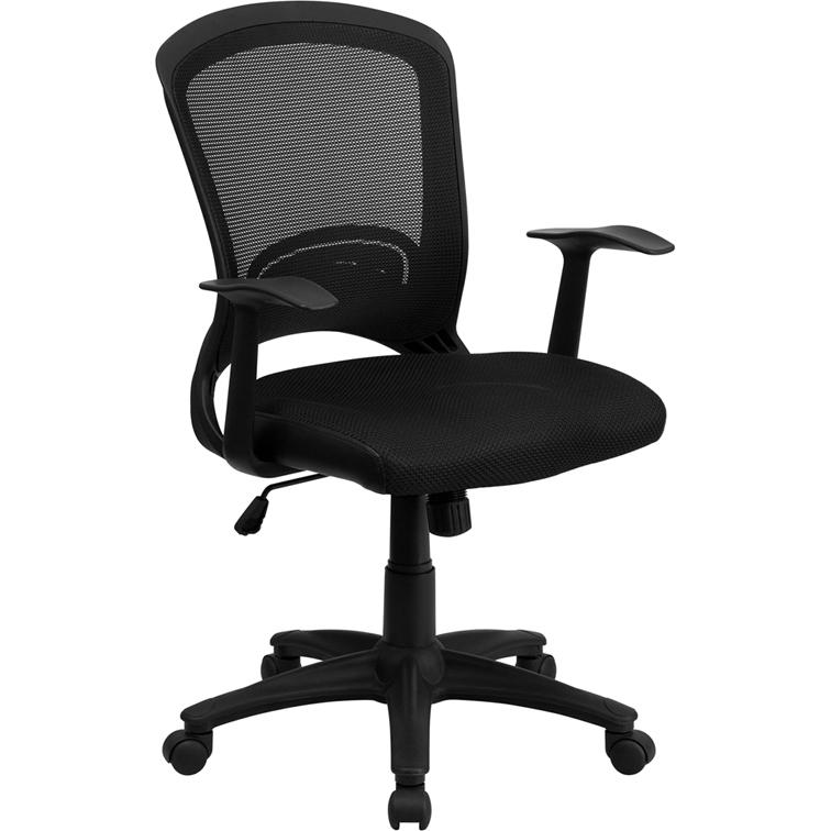 Mid-Back Designer Black Mesh Swivel Task Office Chair with Arms. Picture 1