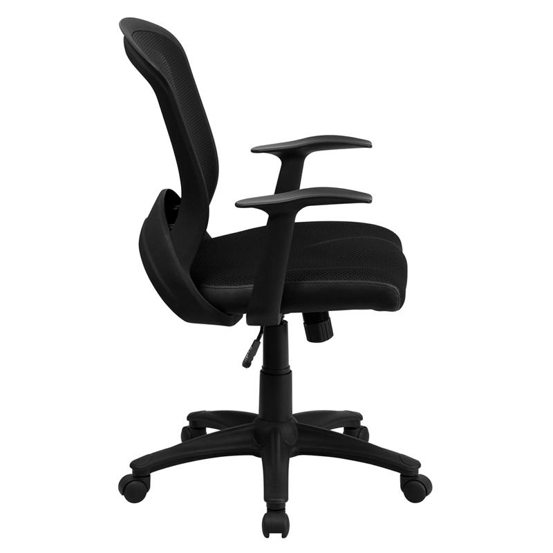 Mid-Back Designer Black Mesh Swivel Task Office Chair with Arms. Picture 2