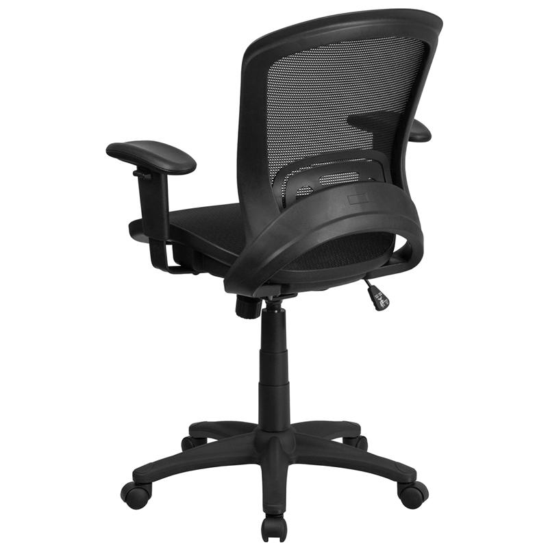 Mid-Back Transparent Black Mesh Executive Swivel Office Chair with Adjustable Arms. Picture 3