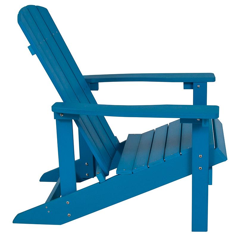 Commercial All-Weather Poly Resin Wood Adirondack Chair in Blue. Picture 2