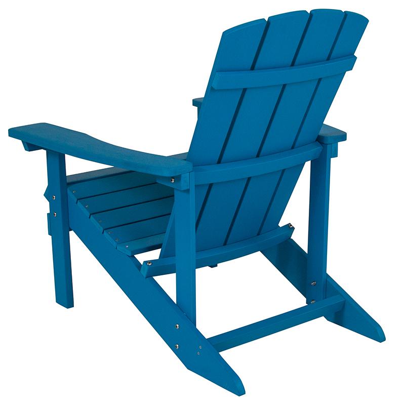 Commercial All-Weather Poly Resin Wood Adirondack Chair in Blue. Picture 3
