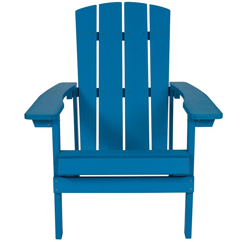 Commercial All-Weather Poly Resin Wood Adirondack Chair in Blue. Picture 4