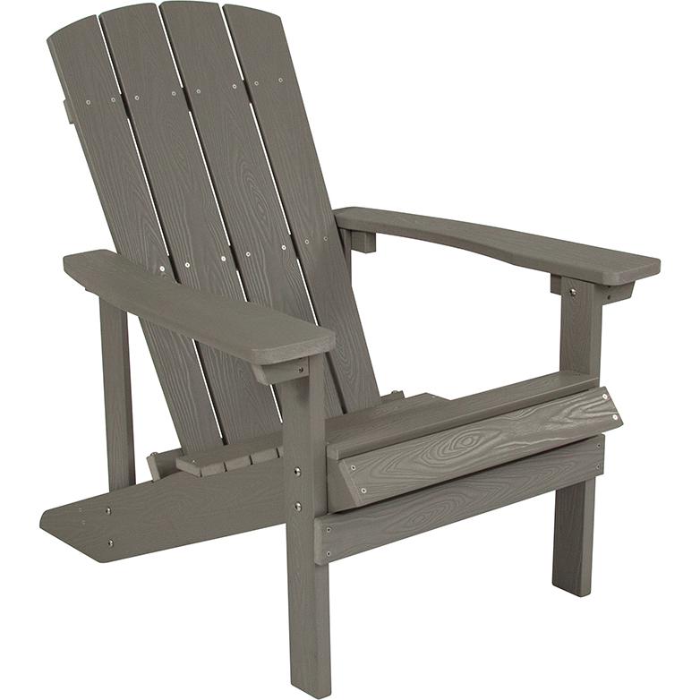 Commercial All-Weather Poly Resin Wood Adirondack Chair in Gray. Picture 1