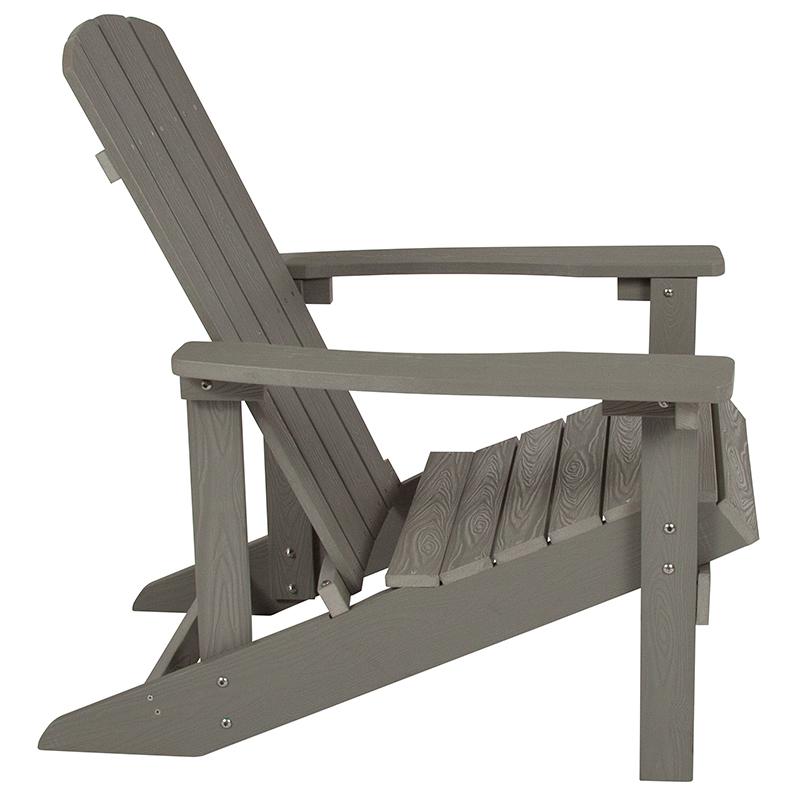 Commercial All-Weather Poly Resin Wood Adirondack Chair in Gray. Picture 2