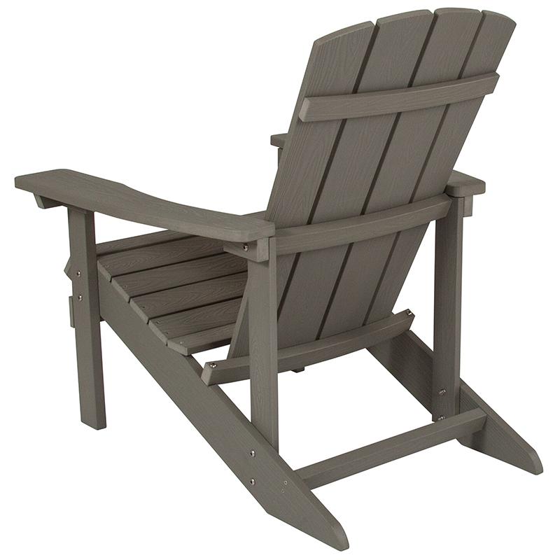 Commercial All-Weather Poly Resin Wood Adirondack Chair in Gray. Picture 3