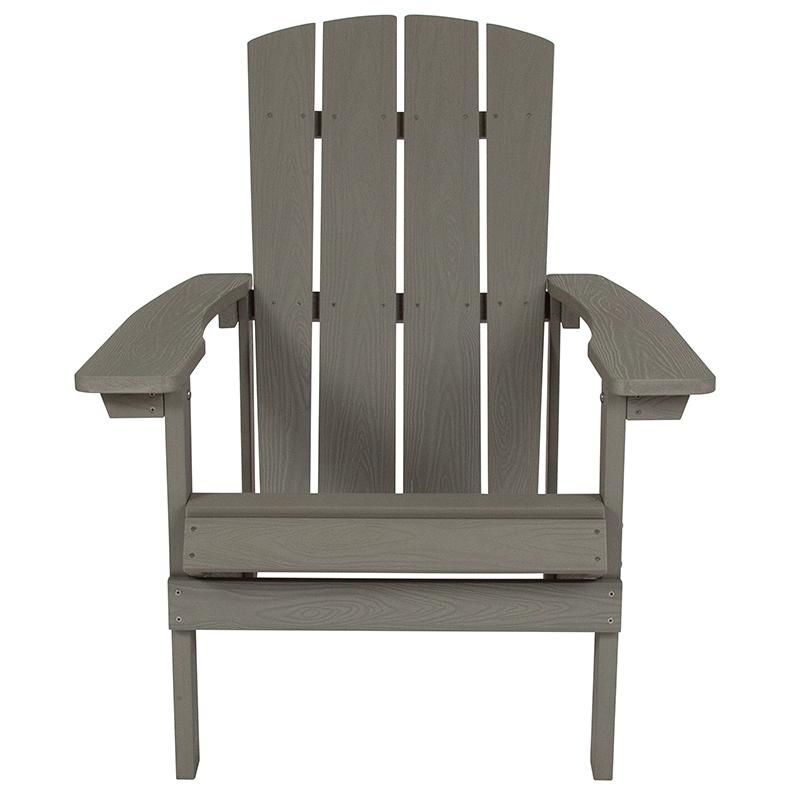 Commercial All-Weather Poly Resin Wood Adirondack Chair in Gray. Picture 4