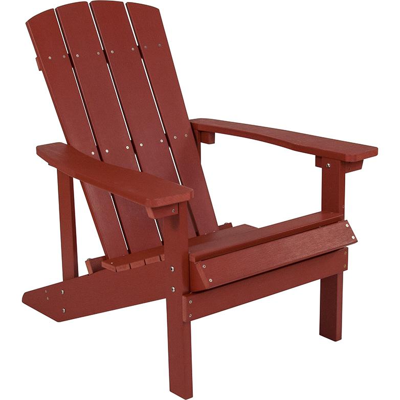 Commercial All-Weather Poly Resin Wood Adirondack Chair in Red. Picture 1