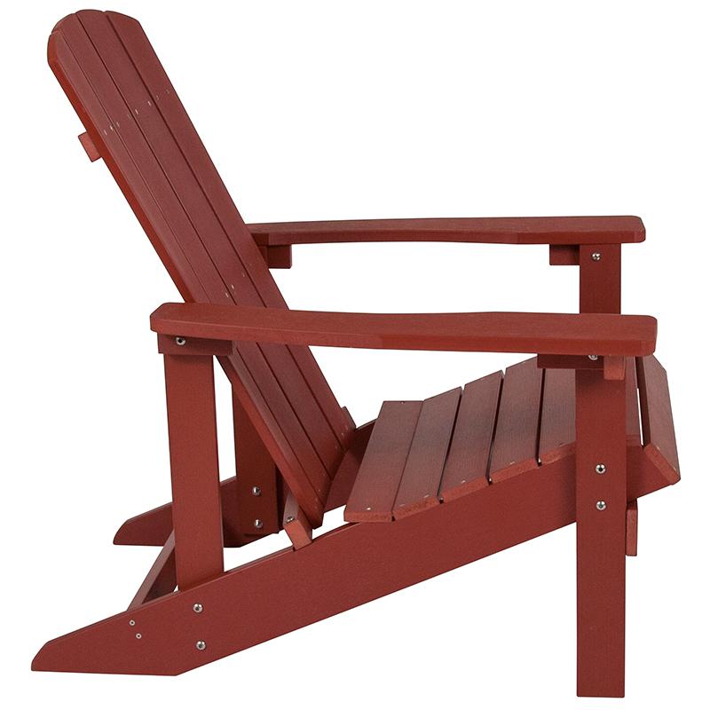 Commercial All-Weather Poly Resin Wood Adirondack Chair in Red. Picture 2