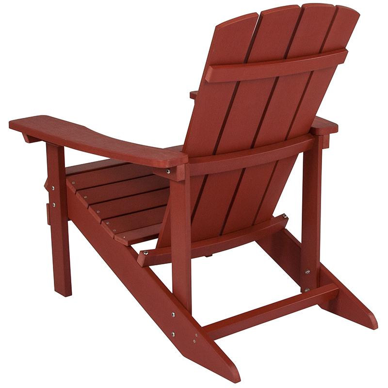 Commercial All-Weather Poly Resin Wood Adirondack Chair in Red. Picture 3
