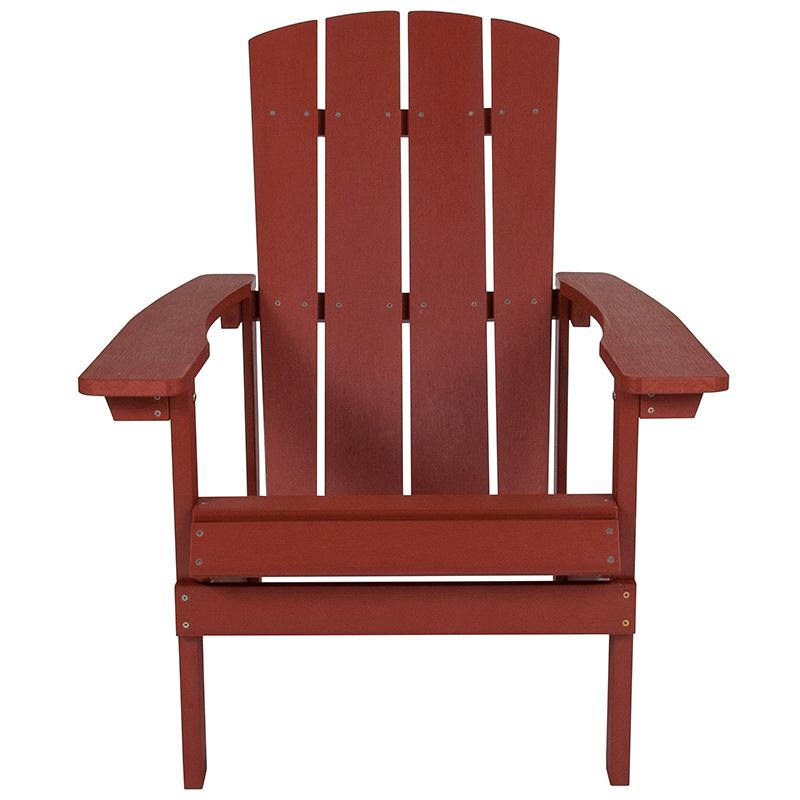 Commercial All-Weather Poly Resin Wood Adirondack Chair in Red. Picture 4
