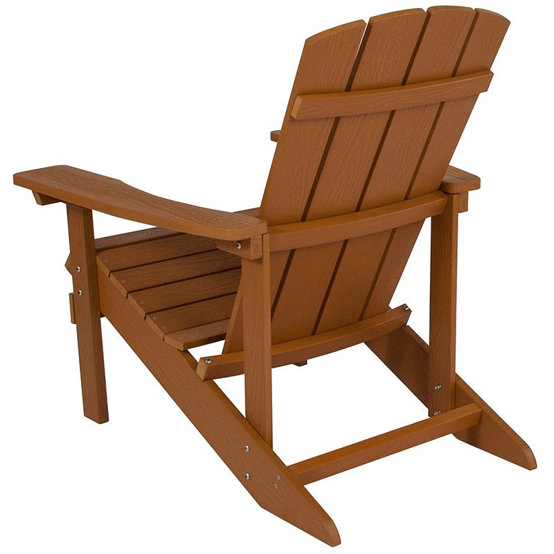 Commercial All-Weather Poly Resin Wood Adirondack Chair in Teak. Picture 3