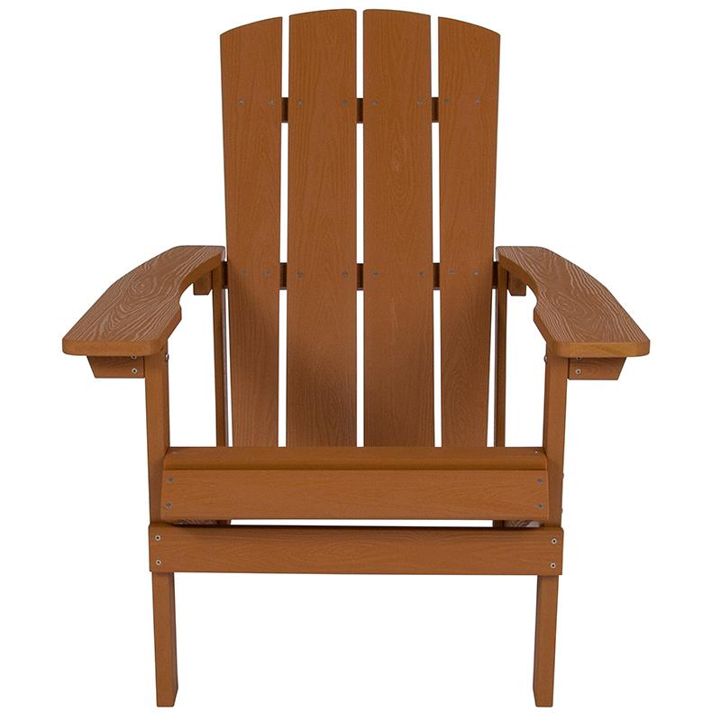 Commercial All-Weather Poly Resin Wood Adirondack Chair in Teak. Picture 4