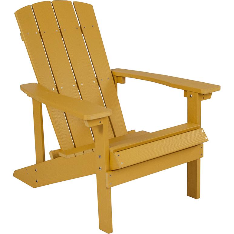 Commercial All-Weather Poly Resin Wood Adirondack Chair in Yellow. Picture 1