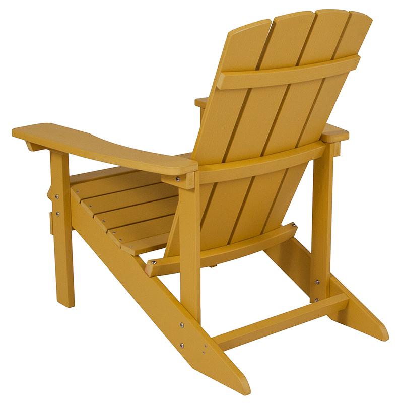 Commercial All-Weather Poly Resin Wood Adirondack Chair in Yellow. Picture 3