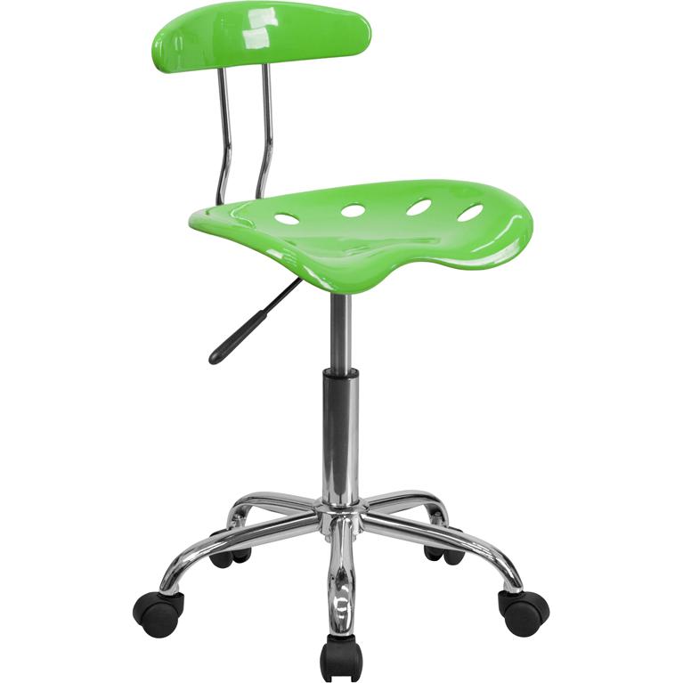Vibrant Apple Green and Chrome Swivel Task Office Chair with Tractor Seat. Picture 1
