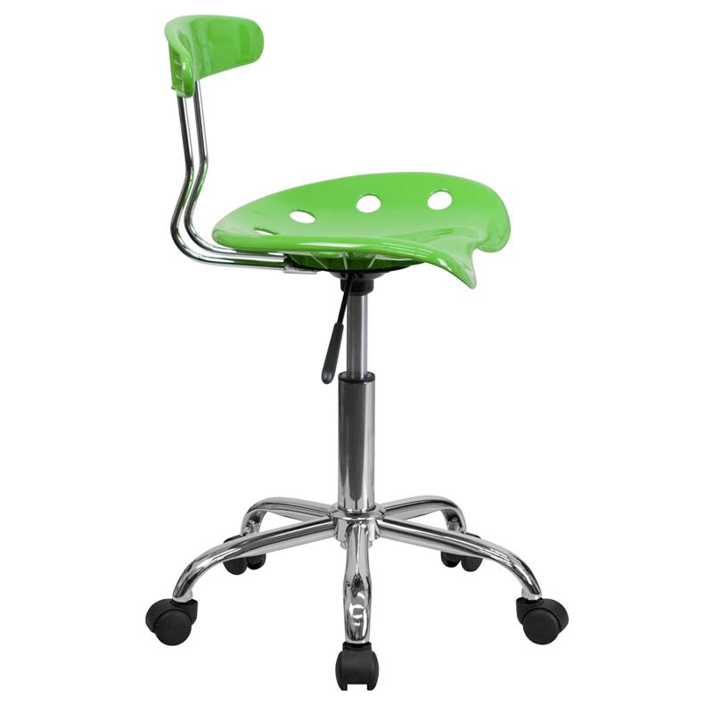 Vibrant Apple Green and Chrome Swivel Task Office Chair with Tractor Seat. Picture 2