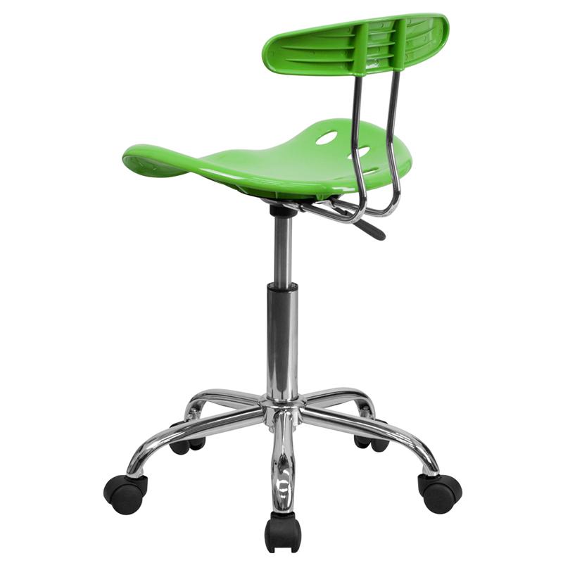 Vibrant Apple Green and Chrome Swivel Task Office Chair with Tractor Seat. Picture 3