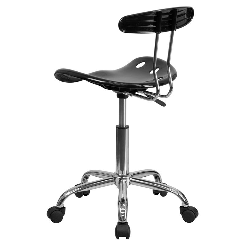 Vibrant Black and Chrome Swivel Task Office Chair with Tractor Seat. Picture 3