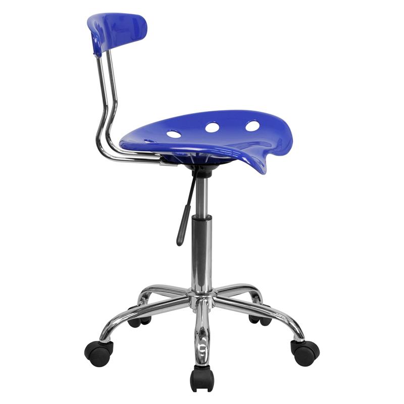 Vibrant Nautical Blue and Chrome Swivel Task Office Chair with Tractor Seat. Picture 2