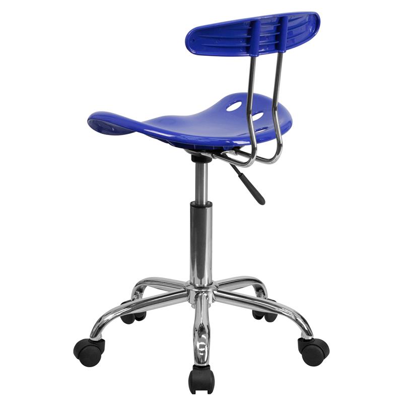 Vibrant Nautical Blue and Chrome Swivel Task Office Chair with Tractor Seat. Picture 3