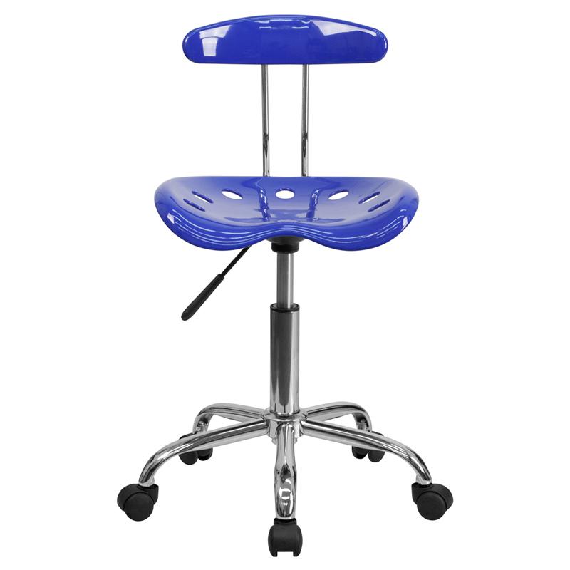Vibrant Nautical Blue and Chrome Swivel Task Office Chair with Tractor Seat. Picture 4