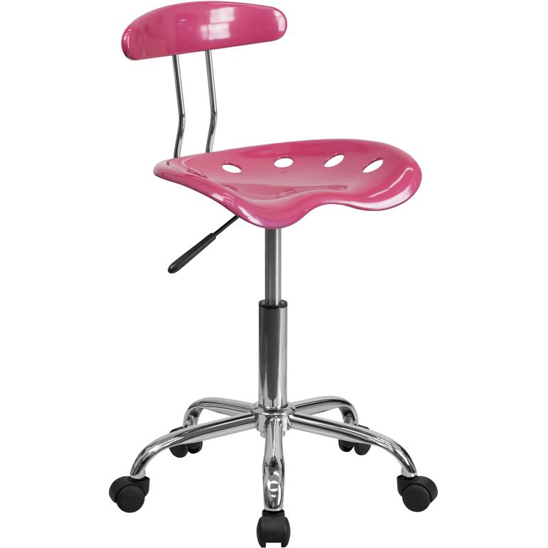 Vibrant Pink and Chrome Swivel Task Office Chair with Tractor Seat. The main picture.