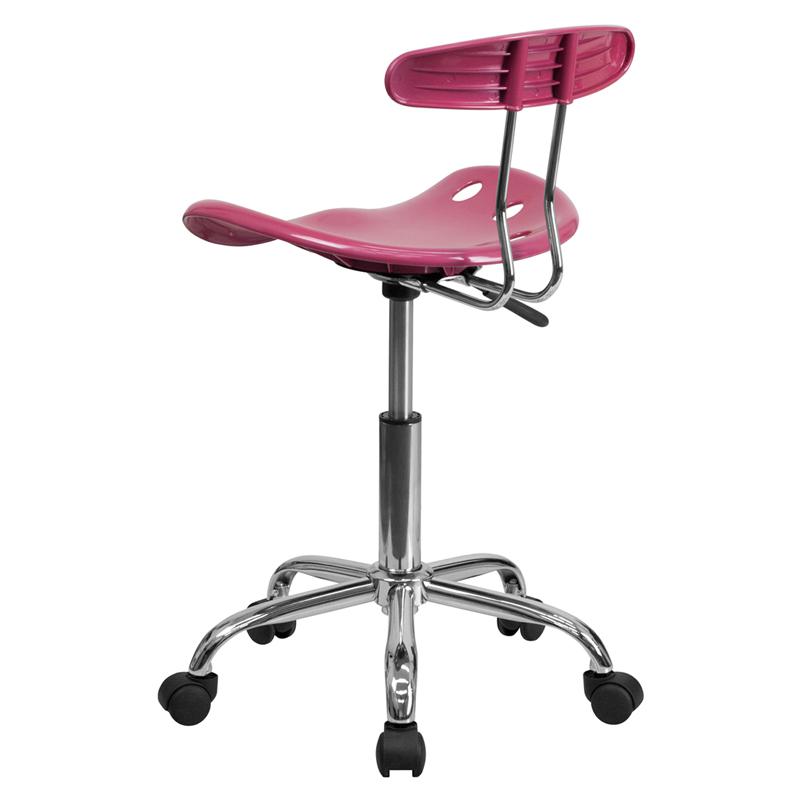 Vibrant Pink and Chrome Swivel Task Office Chair with Tractor Seat. Picture 3