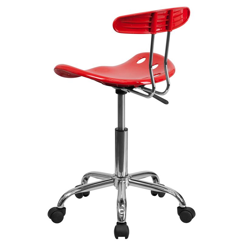 Vibrant Red and Chrome Swivel Task Office Chair with Tractor Seat. Picture 3