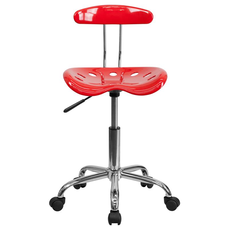 Vibrant Red and Chrome Swivel Task Office Chair with Tractor Seat. Picture 4