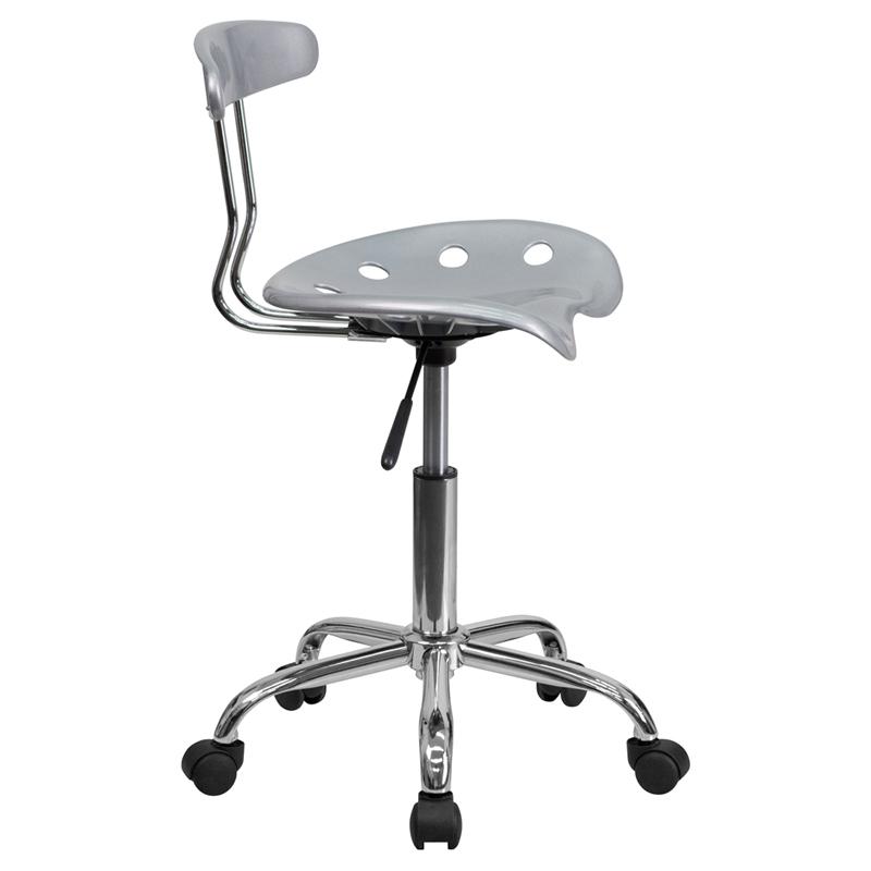 Vibrant Silver and Chrome Swivel Task Office Chair with Tractor Seat. Picture 2