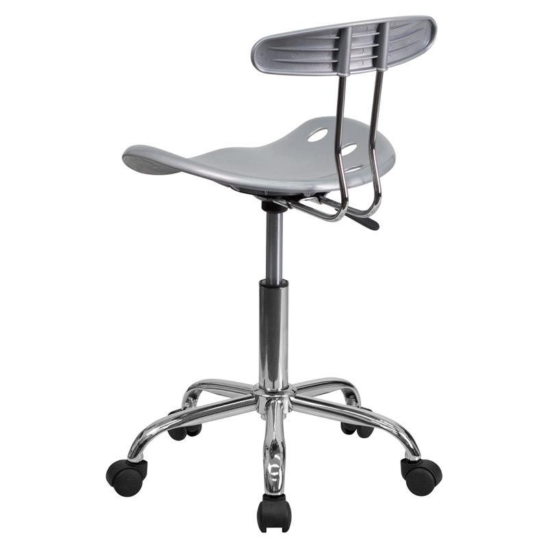 Vibrant Silver and Chrome Swivel Task Office Chair with Tractor Seat. Picture 3