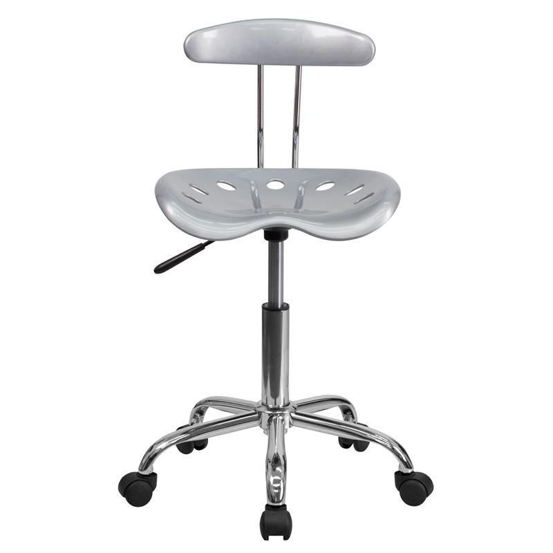 Vibrant Silver and Chrome Swivel Task Office Chair with Tractor Seat. Picture 4