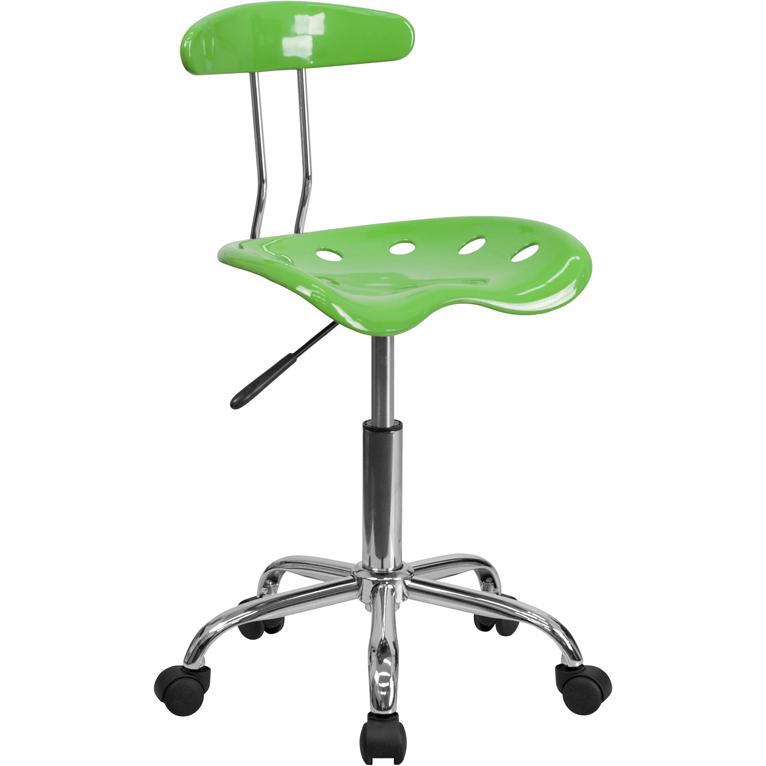 Vibrant Spicy Lime and Chrome Swivel Task Office Chair with Tractor Seat. Picture 1