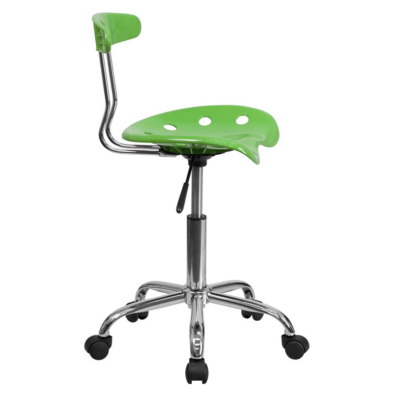 Vibrant Spicy Lime and Chrome Swivel Task Office Chair with Tractor Seat. Picture 2