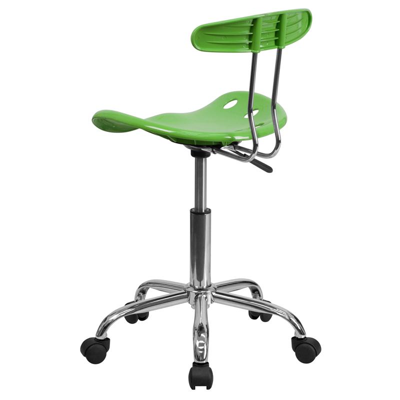 Vibrant Spicy Lime and Chrome Swivel Task Office Chair with Tractor Seat. Picture 3