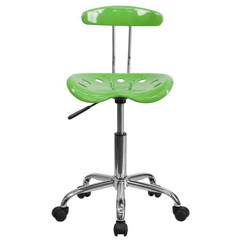 Vibrant Spicy Lime and Chrome Swivel Task Office Chair with Tractor Seat. Picture 4