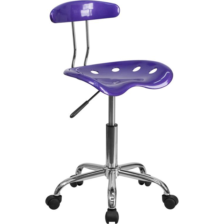 Vibrant Violet and Chrome Swivel Task Office Chair with Tractor Seat. The main picture.