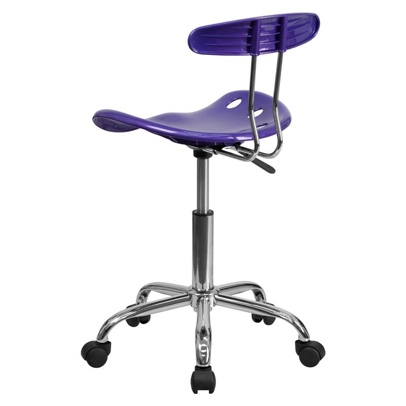 Vibrant Violet and Chrome Swivel Task Office Chair with Tractor Seat. Picture 3